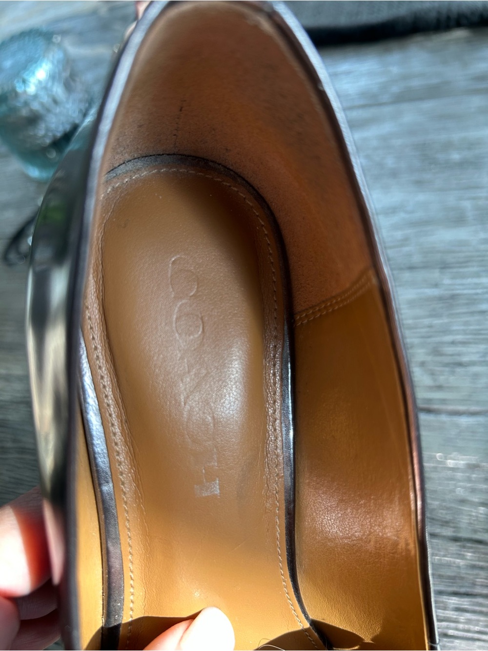 Coach Metallic Gunmetal Pointed-Toe Tassel Loafers- gorgeous classy pump - Picture 3 of 12